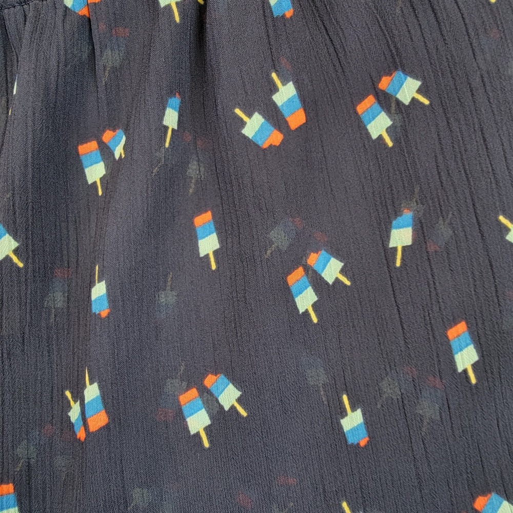 Y2K Hollister Cami Tank‎ Top Women's L Blue Sheer babydoll Novelty Print Shirt - Picture 8 of 14